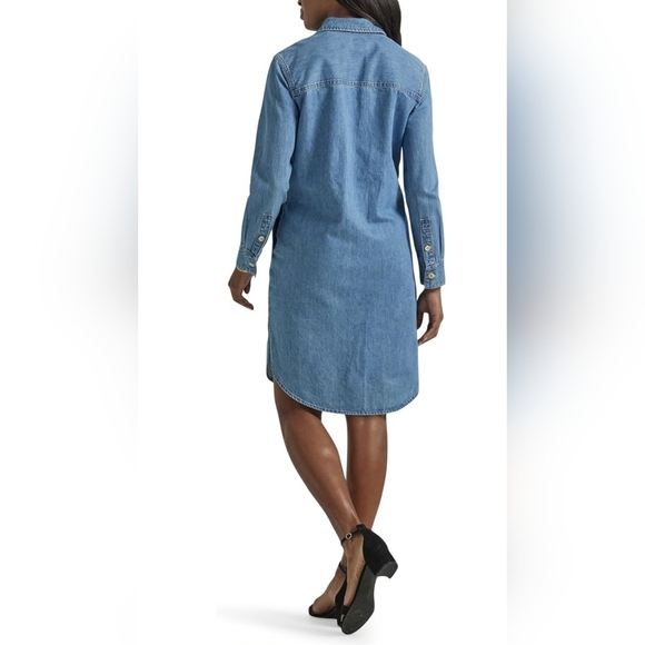 Lee Jeans Women's Blue Legendary All Purpose Long Sleeve Denim Dress Medium - Picture 3 of 5